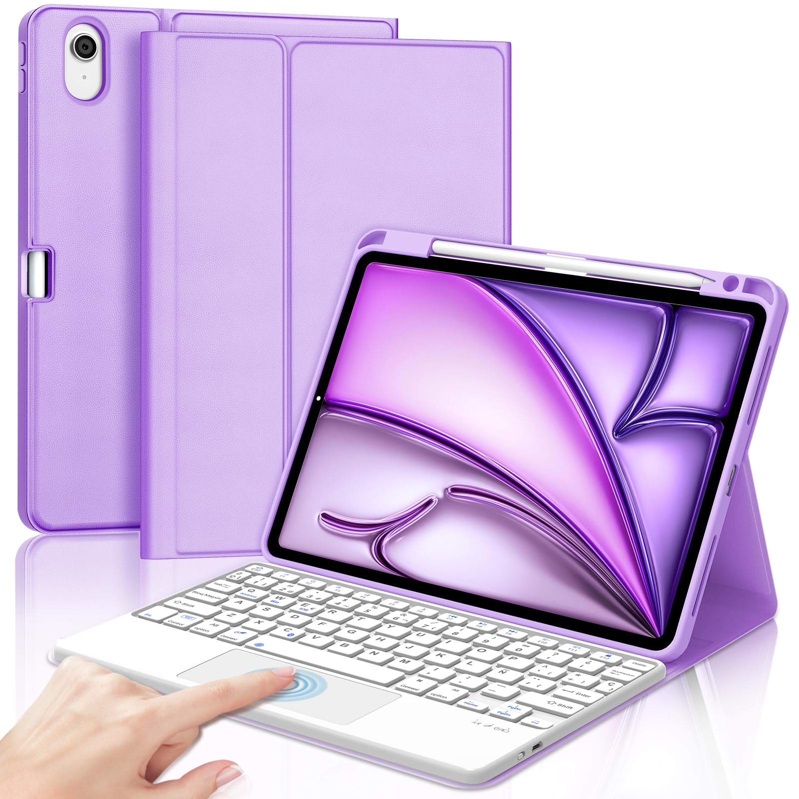 Teclado para iPad Air 11 M4 funda con trackpad español Ñ bluetooth magnética 8