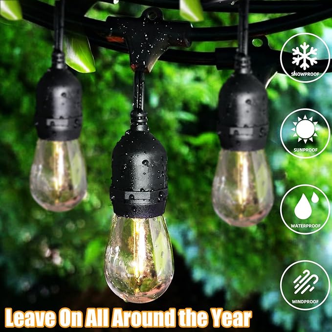 Luces para Exterior 96FT (48×2) LED S14 A prueba de Agua Enlazables Exterior miniatura 4