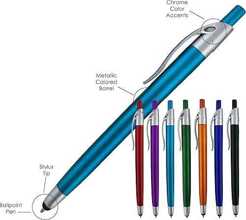 Miniatura 2 de Personalizado con logotipo personalizado o bolígrafos de texto, paquete de 450 - para marketing, fiestas y eventos, 2 en 1 Stylus capacitivo y