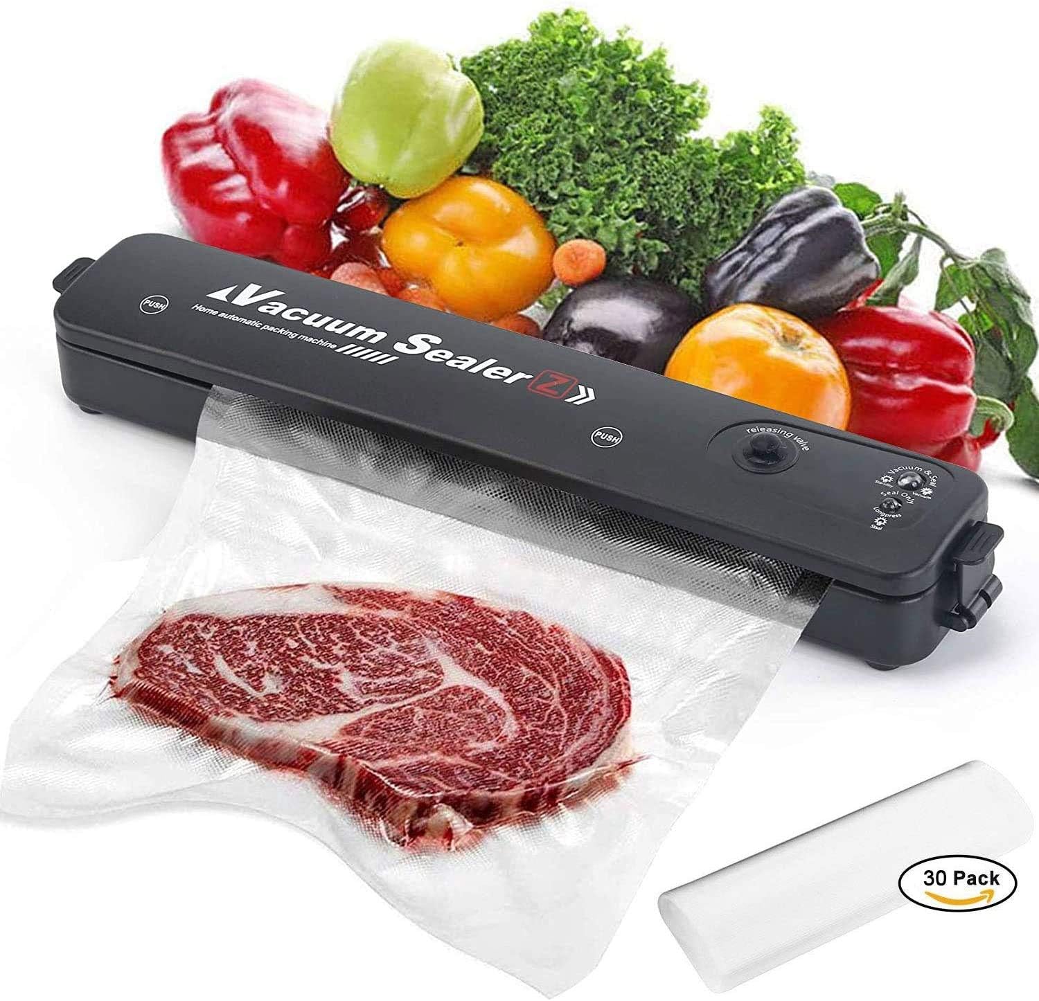 Vacuum Sealer,ShowTop Upgraded Automatic Precision Food Sealer Machine for Food Preservation with 10 Vacuum Sealer Bags & LED Indicator,Compact Portable Design