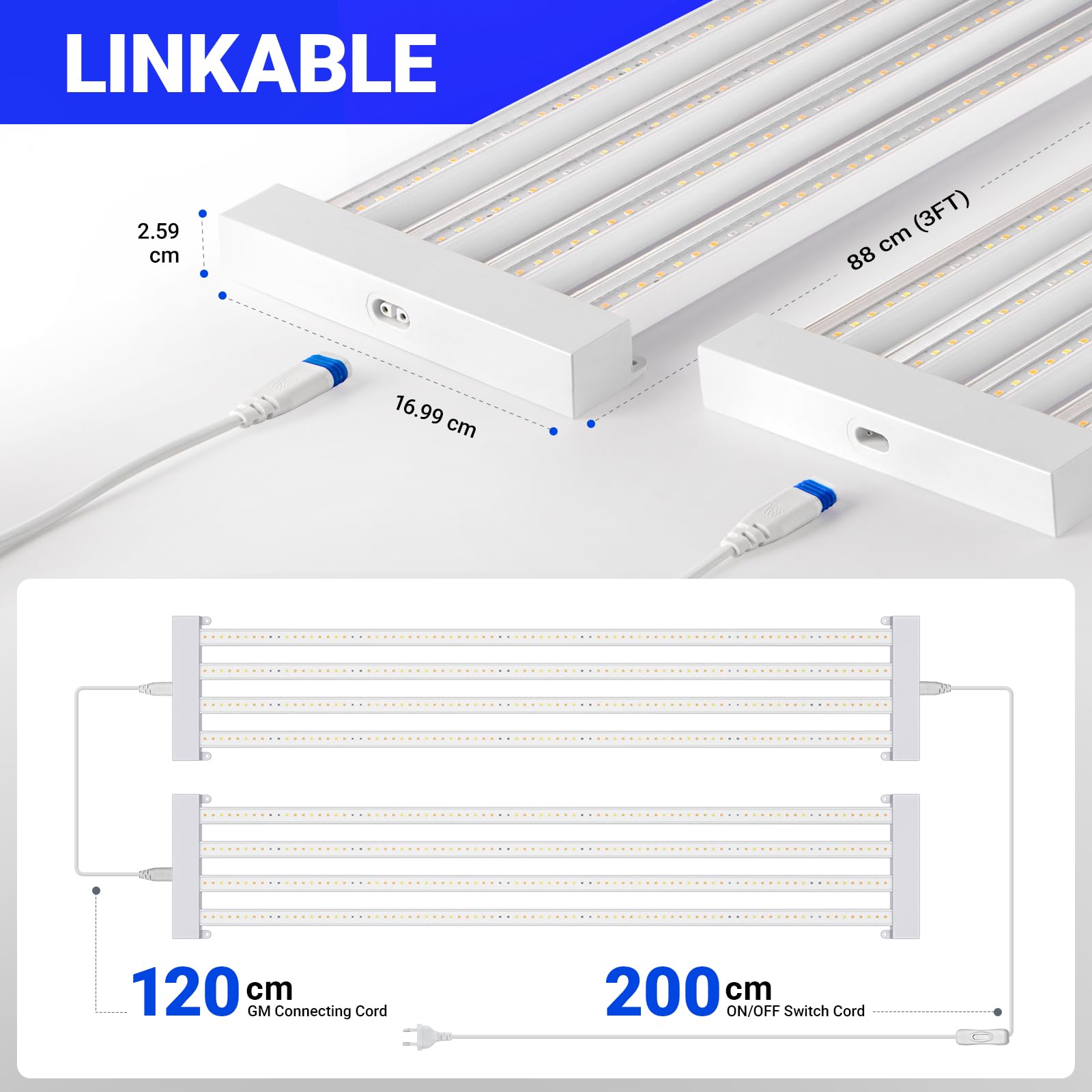 Barrina TX-L63 88cm Pflanzenlampe Vollspektrum, 128W (2 x 63W) Grow Light