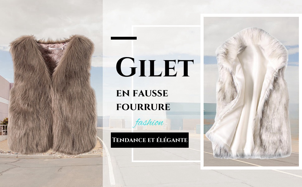 Gilet-cape Femme Gris Clair à Fausse Fourrure - Marque ALMATRICHI - Taille Unique