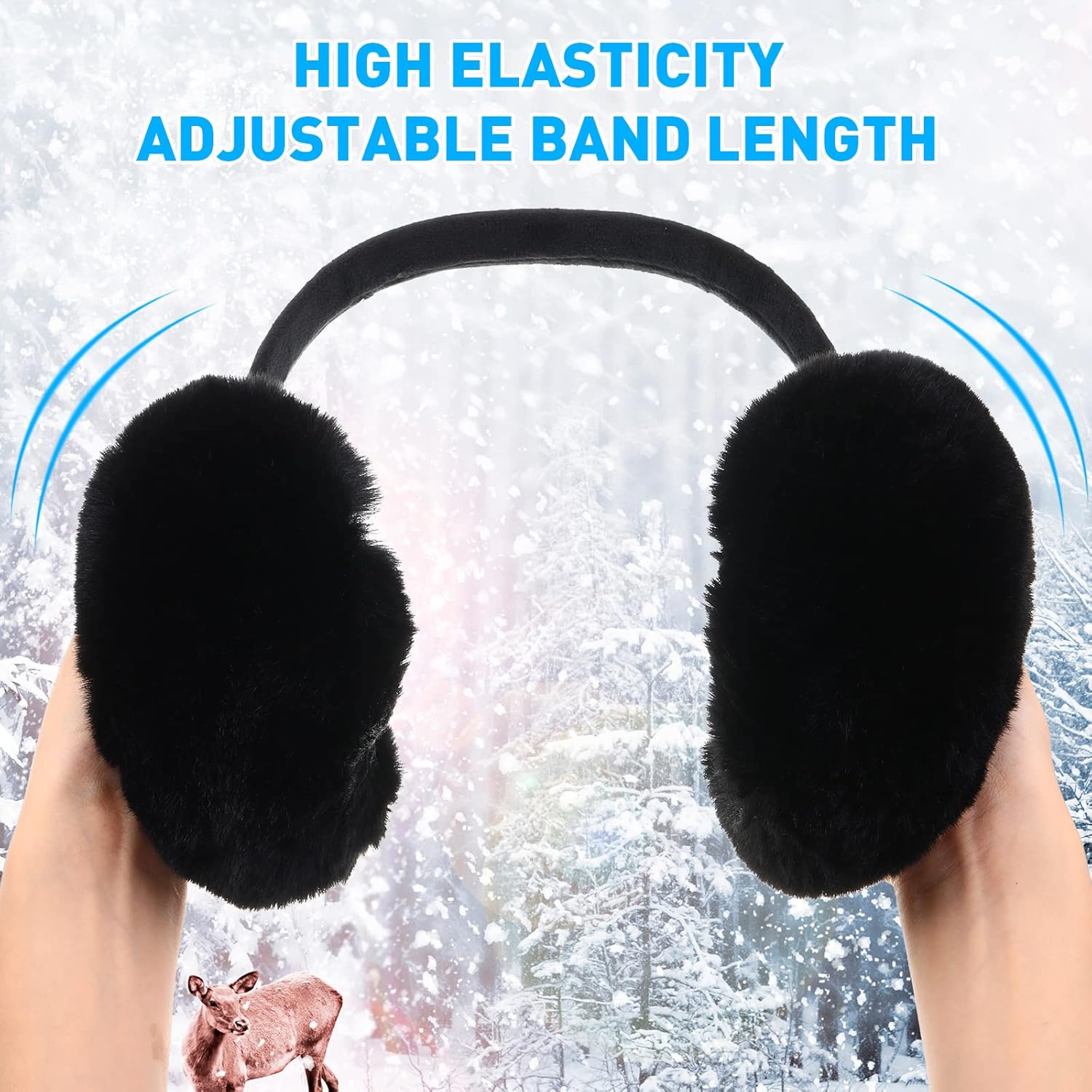 Yahenda 6 Pcs Winter Ear Muffs Foldable Women's Earmuff Fluffy Warm Earmuff Fuzzy Cute Adjustable Outdoor Ear Muff - Image 4