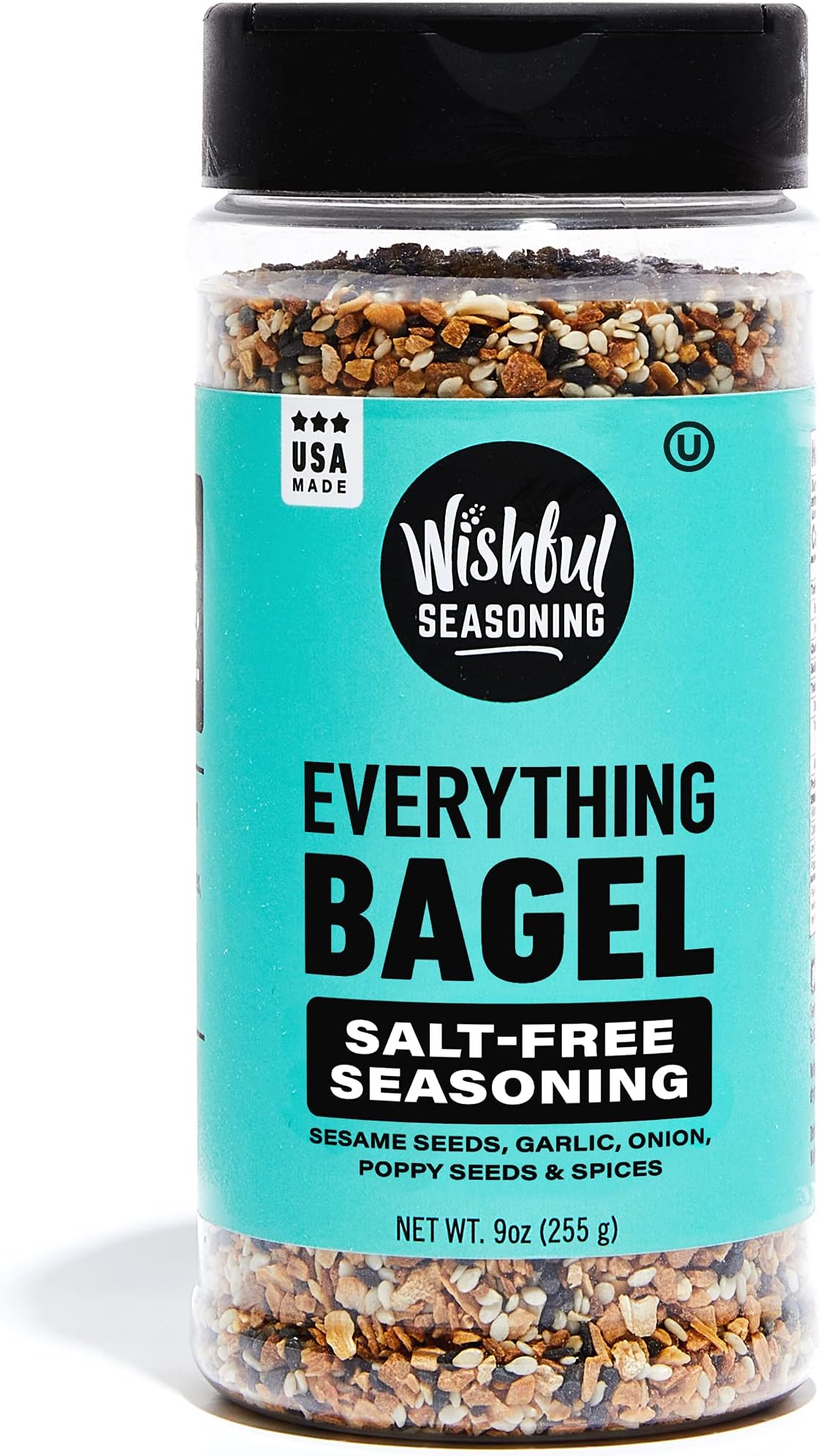 Wishful Everything Bagel Seasoning Salt Free XL 9 Ounce Jar. Blend of Sesame Seeds, Dried Onion Flakes & Garlic Seasoning plus Keto Seasoning