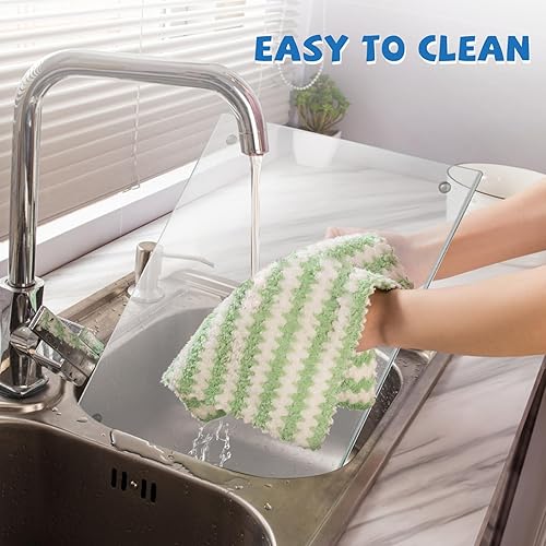 Miniatura 9 de Tabla de cortar de vidrio, vidrio templado transparente para cocina, 2 piezas (12 x 16 pulgadas y 12 x 16 pulgadas), con patas de goma,