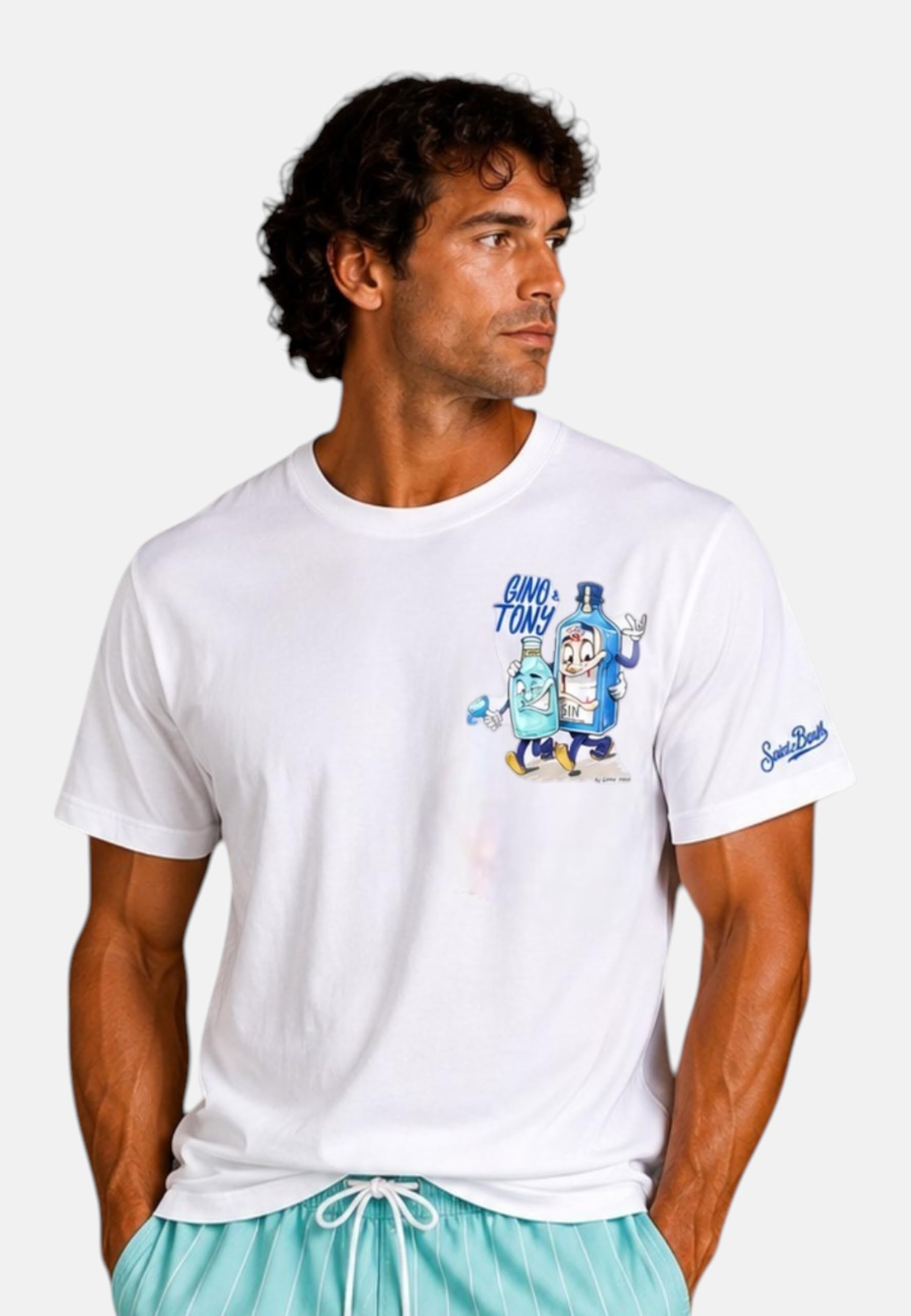 Saint Barth Mc2 - Camiseta de manga corta para hombre de algodón PRL0002-Cpt Gino Tony