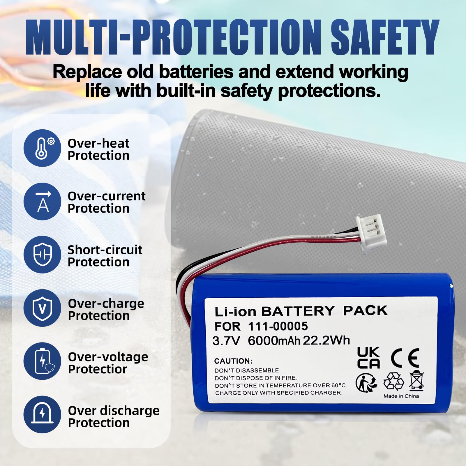 3.7V 5200mAh 19.24Wh Litij-ionska 111-00005 IP-038535-101 Sonos Roam - View #2