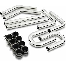 3" 76mm Universal Alloy Intercooler Hard Pipe Kit FMIC U Bend Turbo Drift