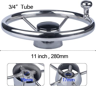 11 inch Boat Steering Wheel with Knob for Seastar and Verado