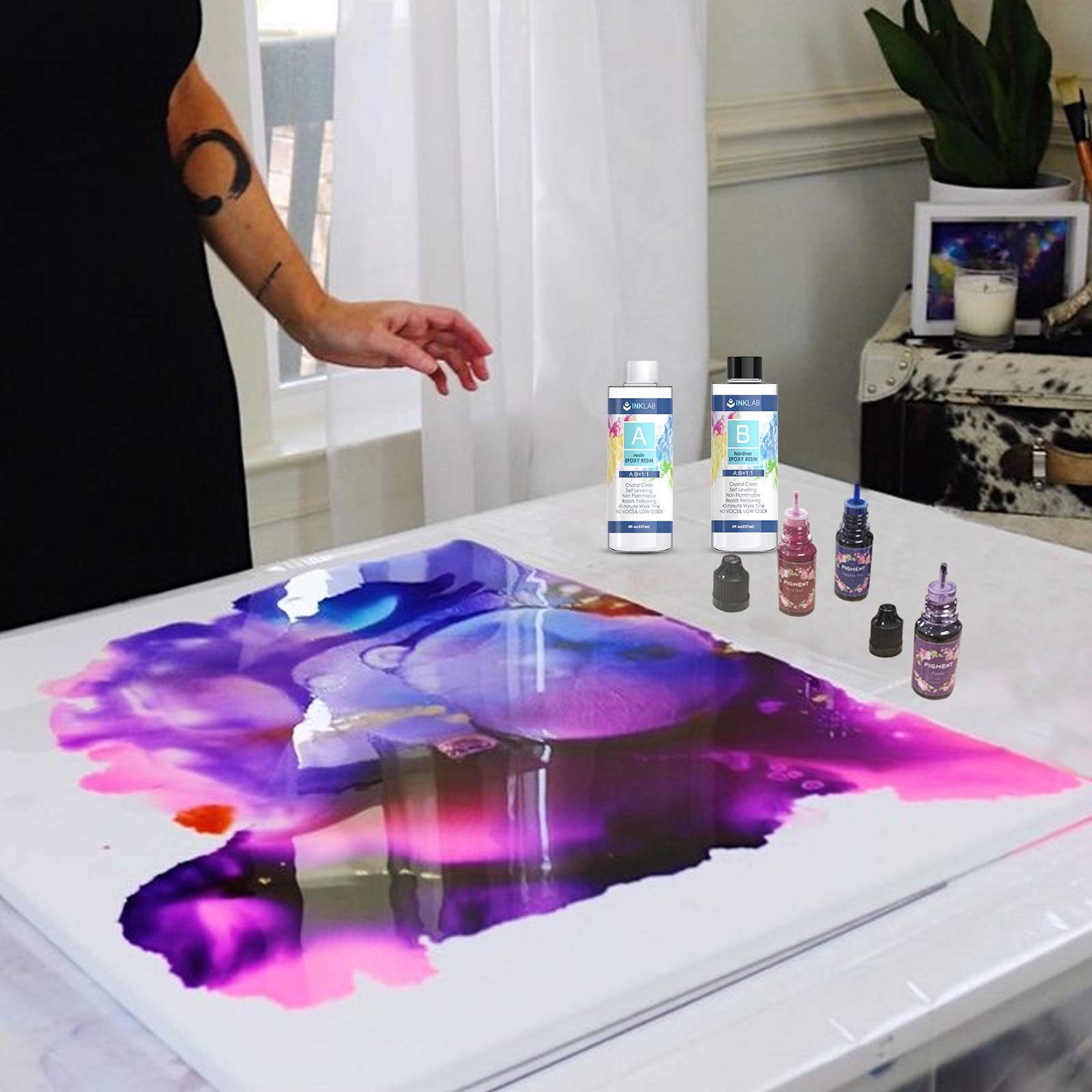 Epoxy Resin and Hardener Kit 16 Oz Crystal Clear Casting Resin Non