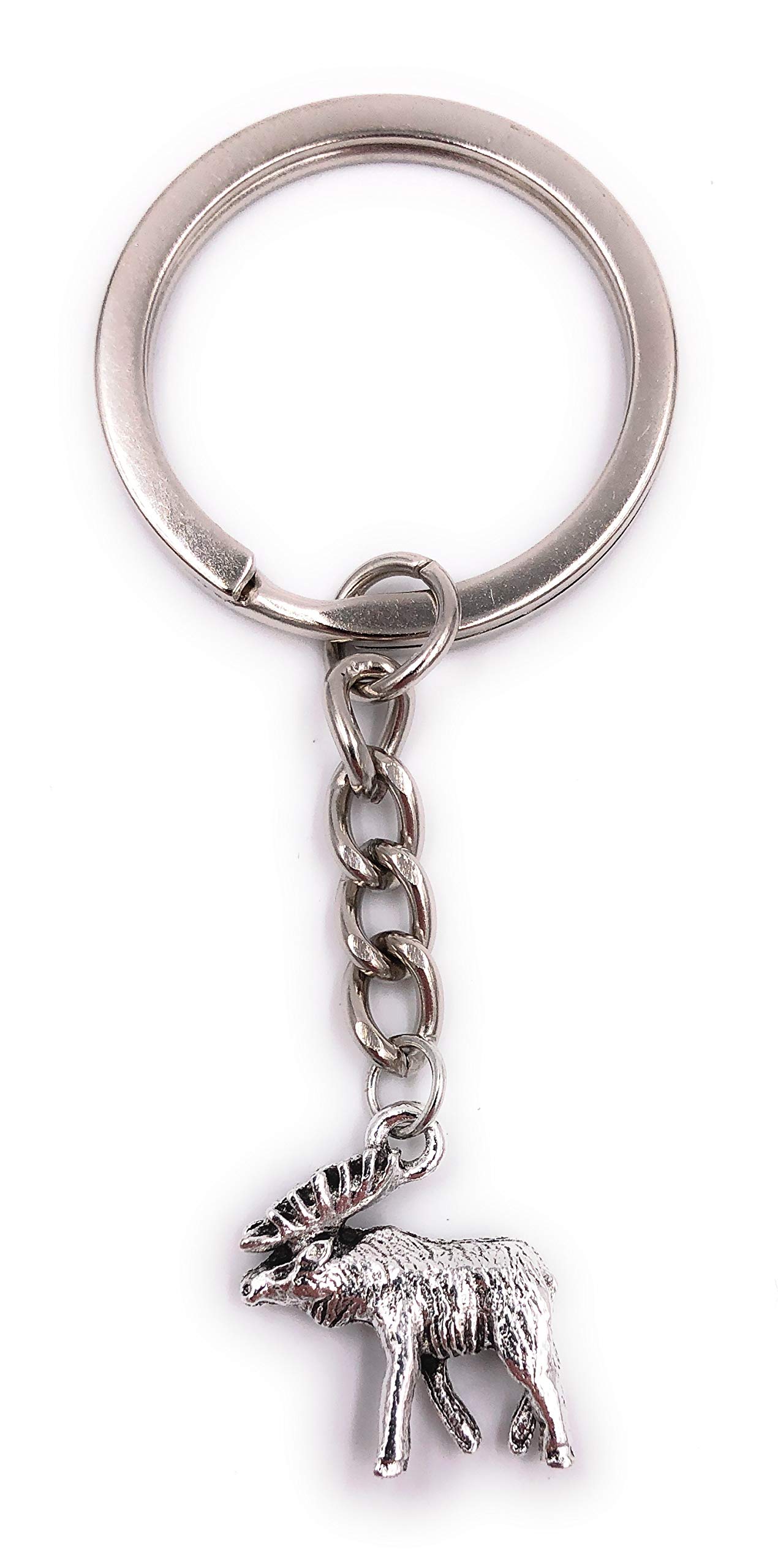 H-CustomsMoose reindeer keyring pendant silver metal