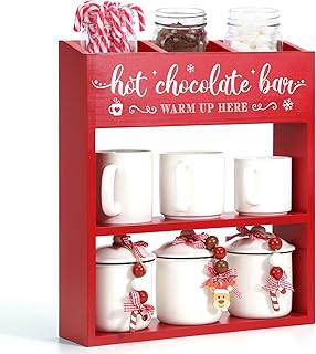 Huray Rayho Wooden Hot Chocolate Bar Organizer Coffee Bar Station Christ...