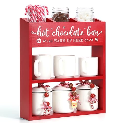 Huray Rayho Wooden Hot Chocolate Bar Organizer Coffee Bar Station