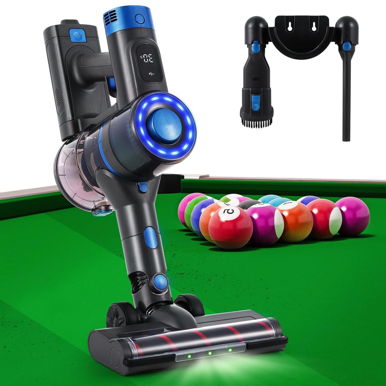 Aspiradora limpiadora de mesa de billar, inalámbrica con 3 niveles de succión, pantalla LED, duración de la batería de 60 minutos, desmontable para una fácil limpieza de mesas de billar
