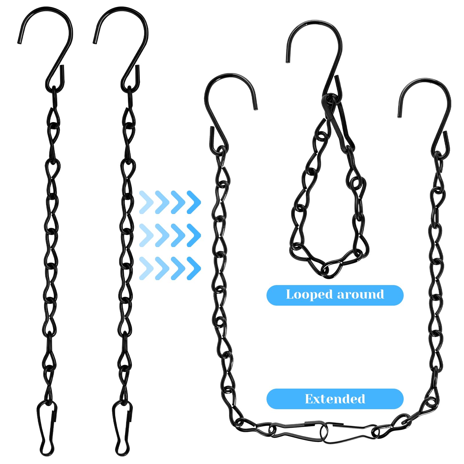 EBOOT 6-Pack Hanging Chains - 25.5 Inch Black Iron Chains For Bird Feeders, Wind Chimes & Planters