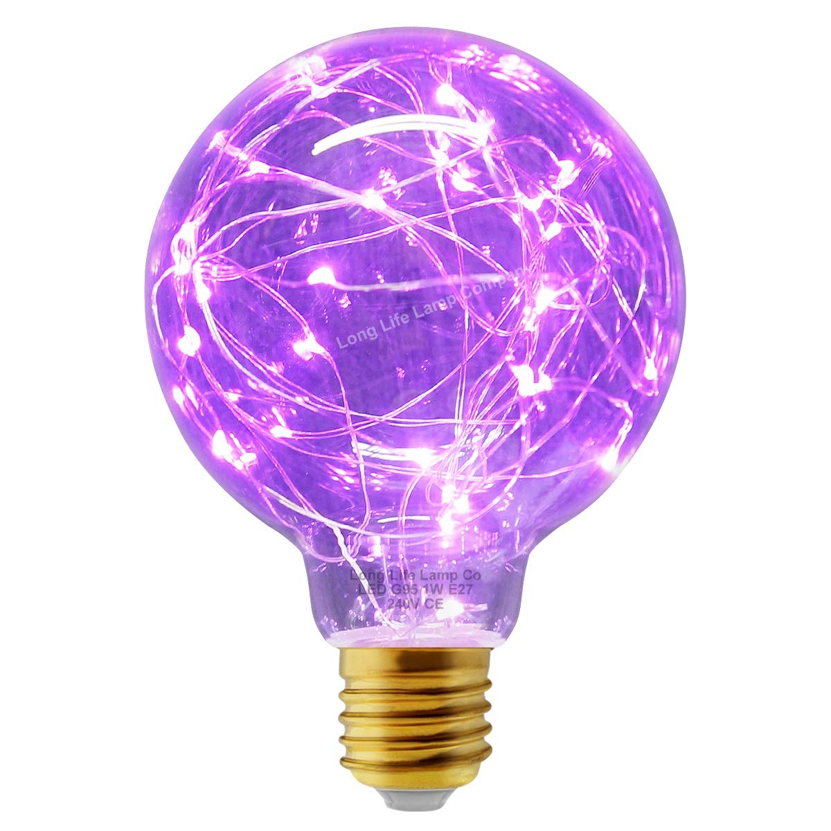 Long Life Lamp Company Purple 1W G95 Globe Led Industrial Decorative Light Bulb Coloured Fairy String Filament E27 (Purple)