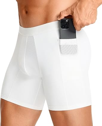 TAILONG Mens Compression Shorts with Side Pocket, Breathable Mesh Running Compression Underwear Workout Shorts for Athletic