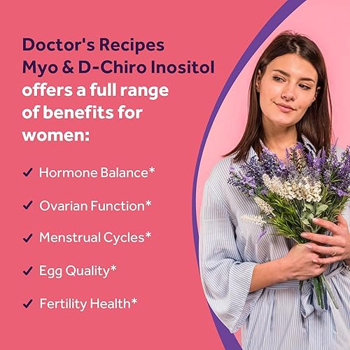 Miniatura 4 de Doctor's Recipes Suplemento de inositol, Myo-Inositol y D-Chiro Inositol Cápsulas de 2050 mg por porción, mezcla ideal 401, equilibrio hormonal para