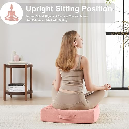 Miniatura 5 de 2 almohadas de espuma de alta densidad para el suelo, almohadas grandes mejoradas para adultos, cojín de suelo para exteriores con funda suave