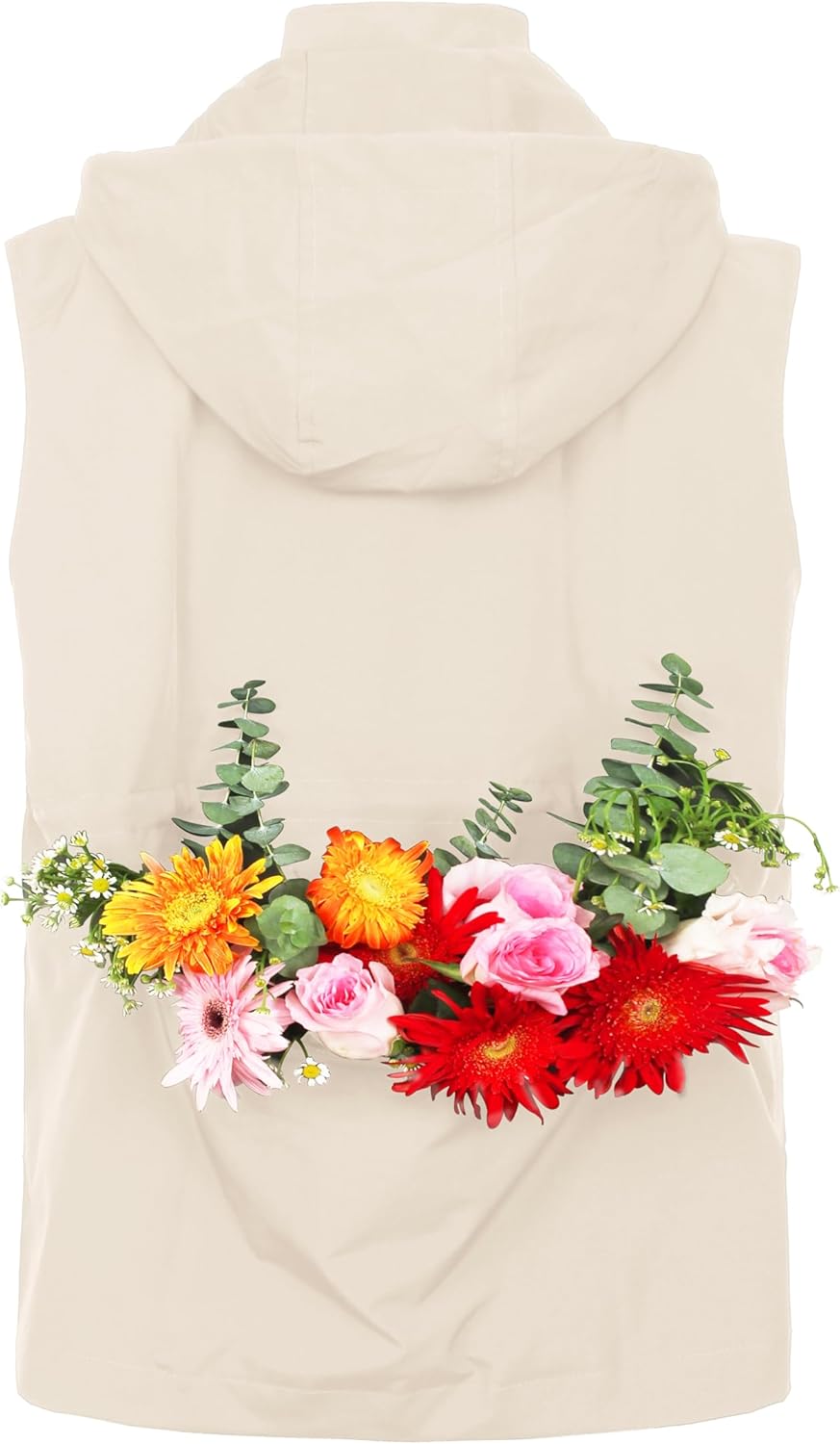 PESION Womens Packable Military Utility Vests Outerwear Waterproof Windbreaker Jacket Cargo Vest with Removable Hood - Image 5