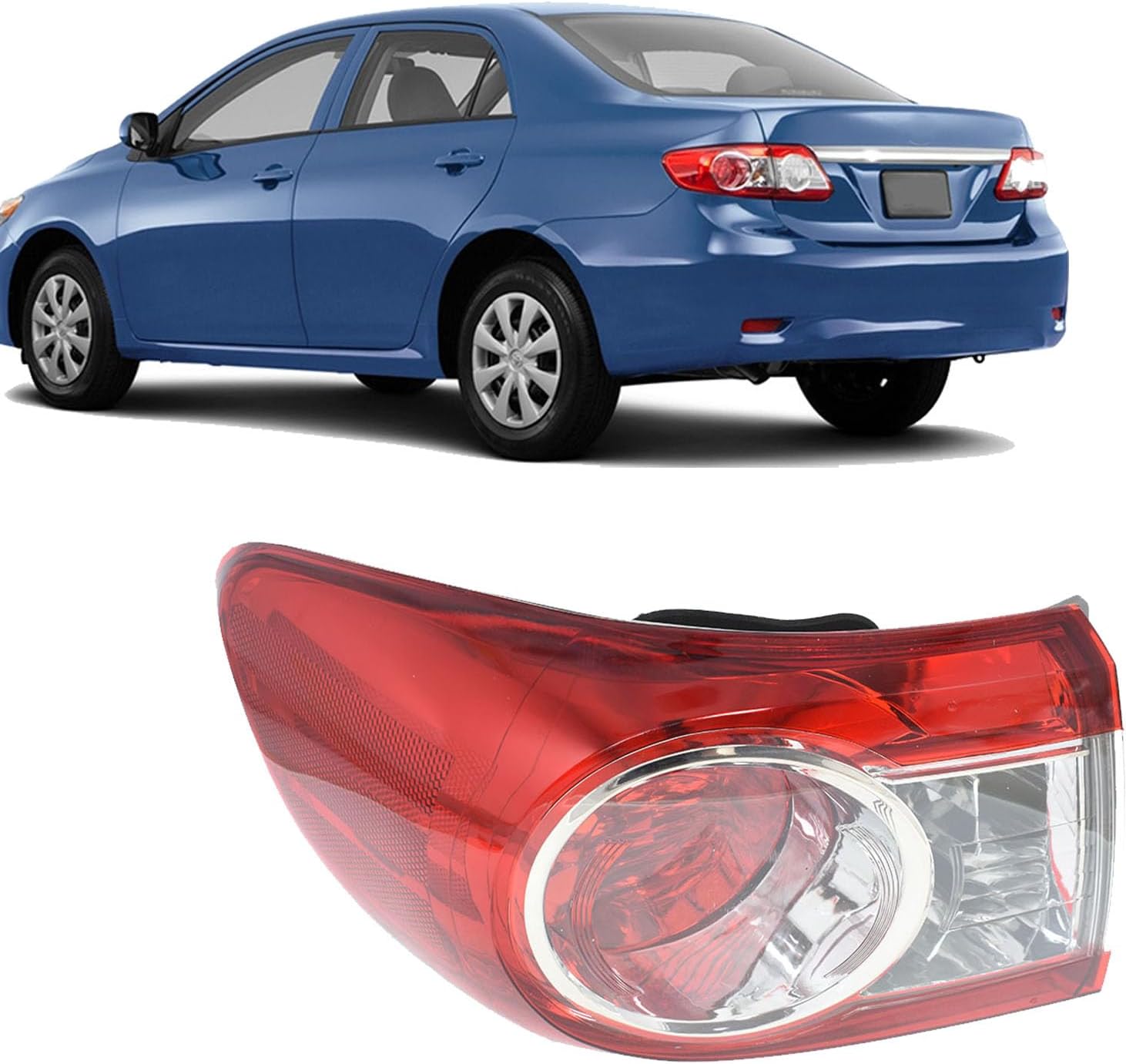Silscvtt Passenger Side Rear Brake Tail Light Assembly Replacement for Toyota Corolla 2011-2013 Right Tail Lamp 8155002580 TO2805111