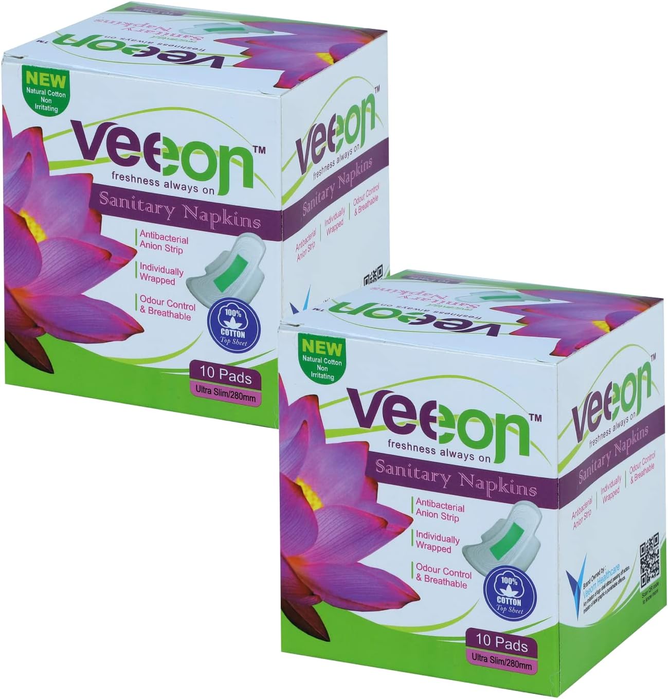 Veeon Cotton Anion Strip Sanitary Napkins for Women-Super Ultra Slim Soft Antibacterial Period Pads with Extra Comfort, Highly Absorbent and Freshness,Sanitary Napkins (XXXL,10 Pcs) 280 mm (xxxl, 20)