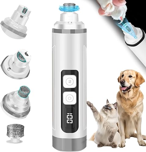 Cortaúñas para perros, ultra silencioso, eléctrico para mascotas, cortaúñas para perros y gatos con luces LED, lima de uñas de alta velocidad,