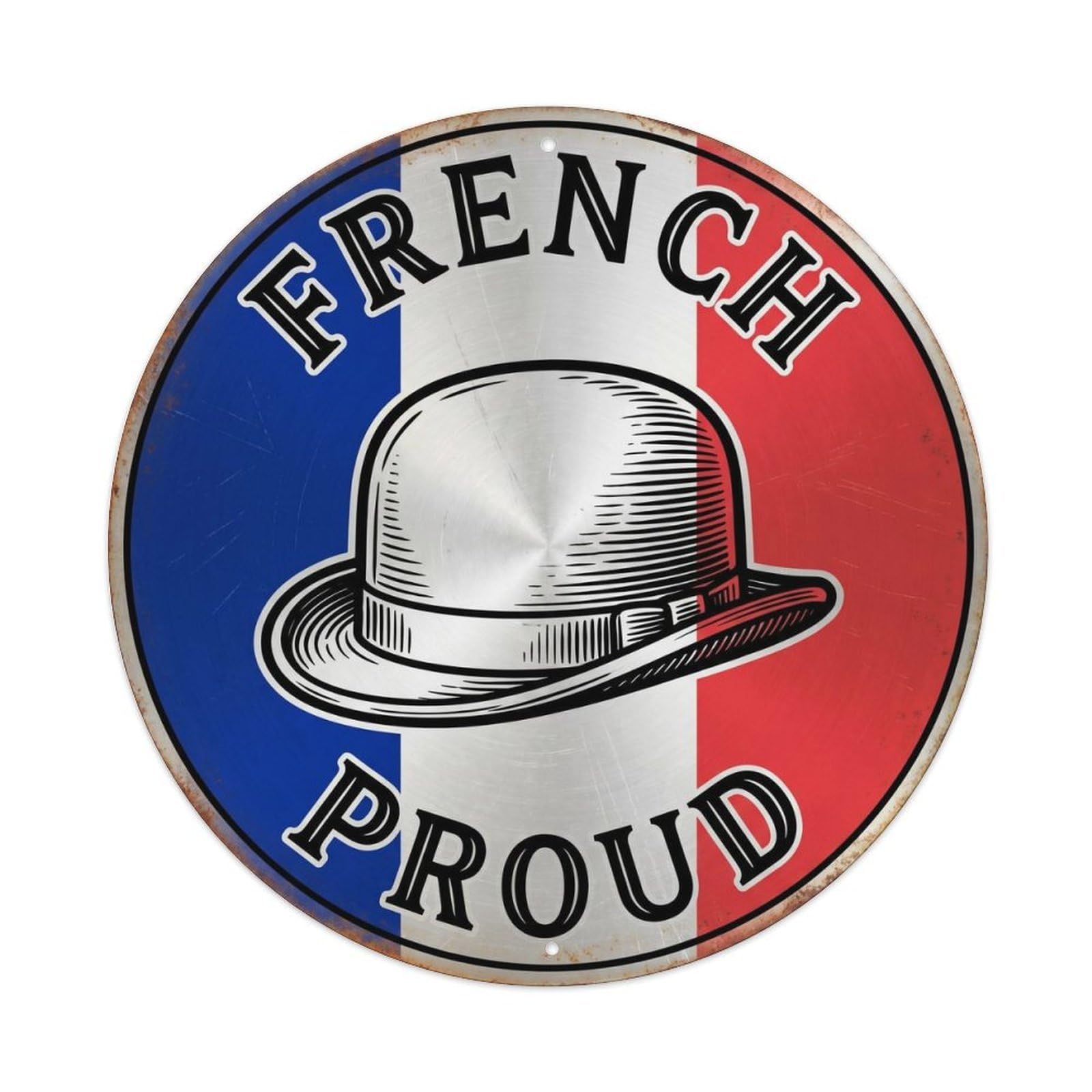 Olhnbad Style French Proud Bowler Hat Classic Apparel Heritage Emblem Metal Tin Sign