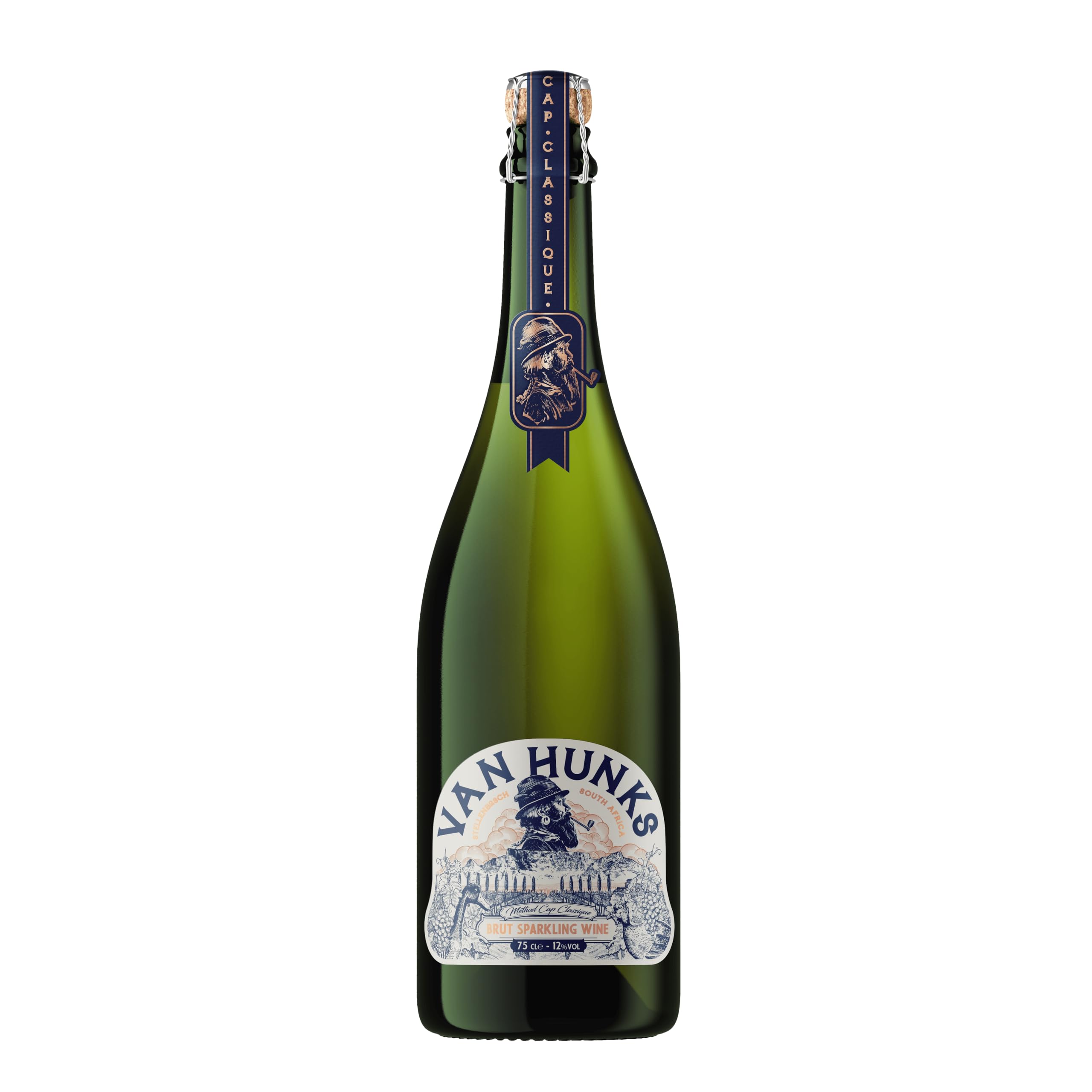 Van Hunks Cap Classique Brut Sparkling Wine – Crafted for Adventure | 12% ABV | Bottle-Fermented Chardonnay & Pinot Noir | Fine Bubbles, Citrus Zest & Brioche Notes | Toast Boldly