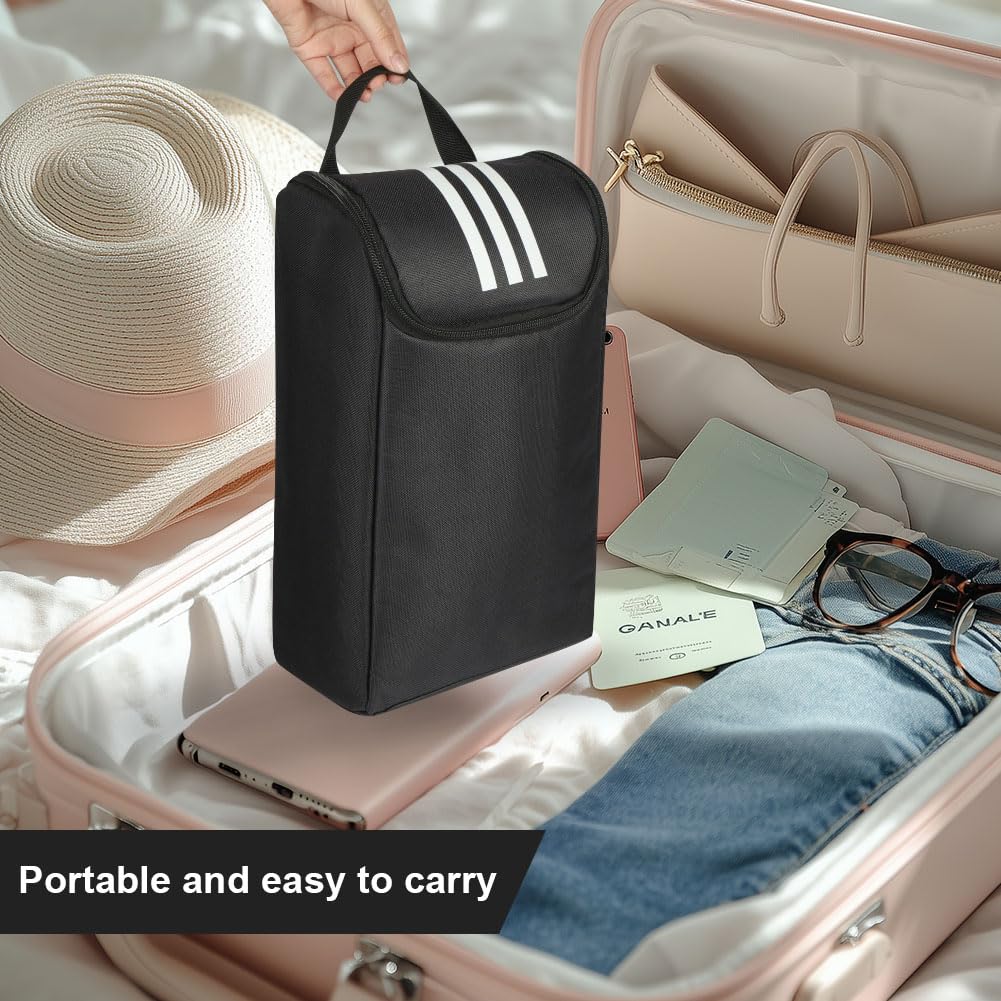 AOOWU Porta Scarpe, Multiuso Borsa Portatile, Borsa Viaggio Sneakers Sacchetti Scarpe da Uomo Donna, per Palestra Esterno Viaggio Campeggio Escursione (Nero)