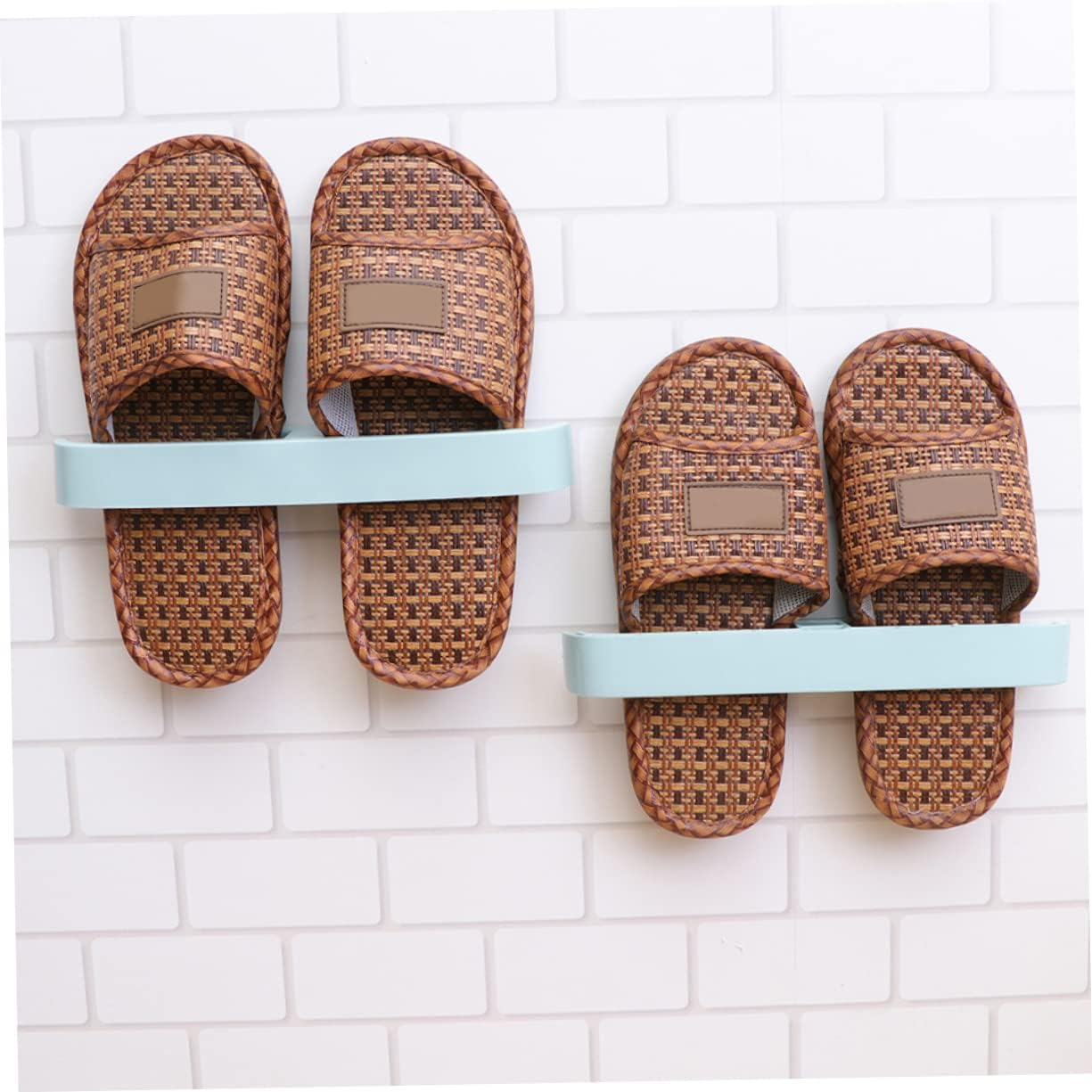 9pcs No Punching Wall-mounted Slipper Rack Space-saving Bathroom Storage Shelf for Shoes Easy to Clean Suitable for Home Kitchen and Washroom Use