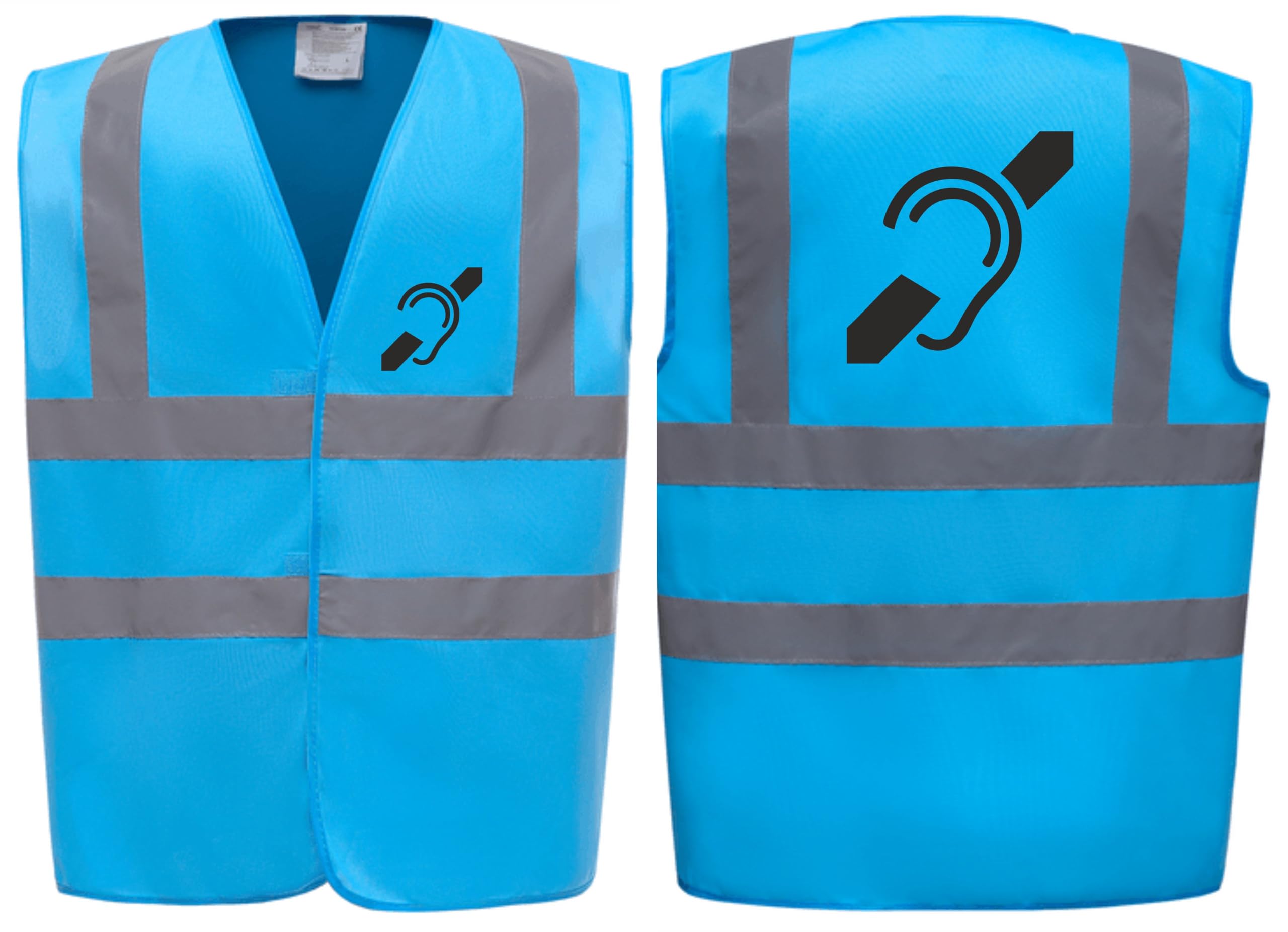 Brook Hi Vis Premium Safety Vest – DEAF Logo Printed Front & Back, High Visibility Waistcoat for Workwear, Available in 14 Vibrant Colours (UK, Alpha, XXL, Regular, Regular, Standard, Sapphire)
