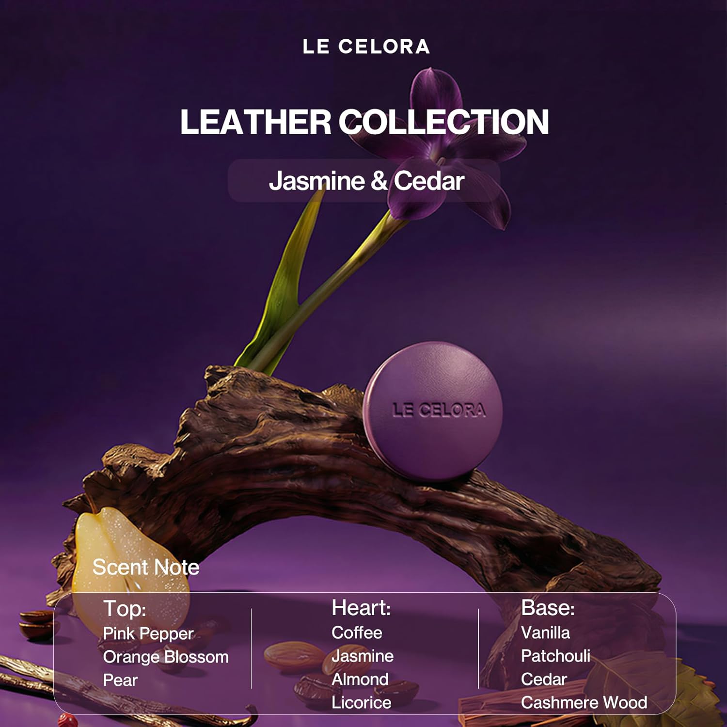 LECELORA Car Air Freshener Diffuser - Premium Leather Vent Clip Car Gift for Men & Women, 180+ Day Long Lasting Scent, Auto Air Freshener-Velours Nocturne