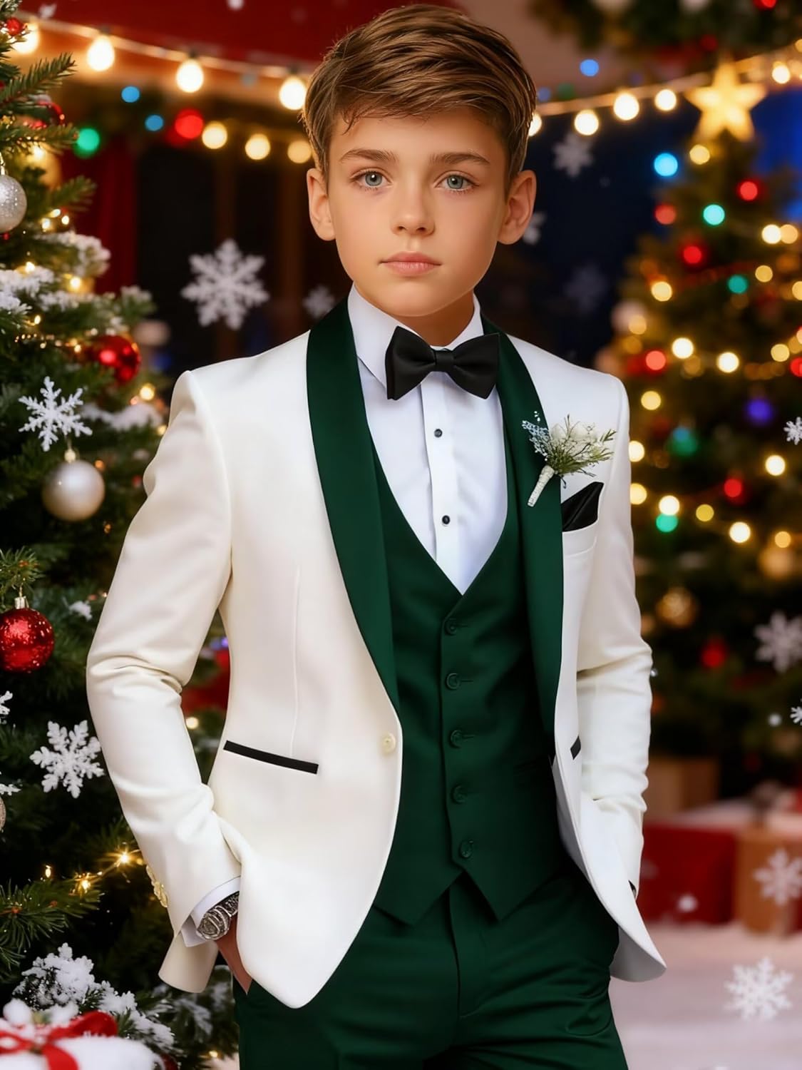 Boys Suits Kids Formal Wedding Tuxedo Slim Fit Suit for Toddler Boy Blazer Vest Pants Set Dress Clothes