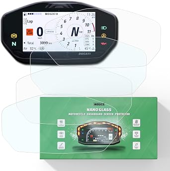 Nano Glass Dashboard Screen Protector for Ducati Hypermotard 950 2019+, Monster 1200/821/797/659 2013-2021, Supersport 2017-2020 - 4 Pack 2x Ultra Clear & 2x Anti Glare