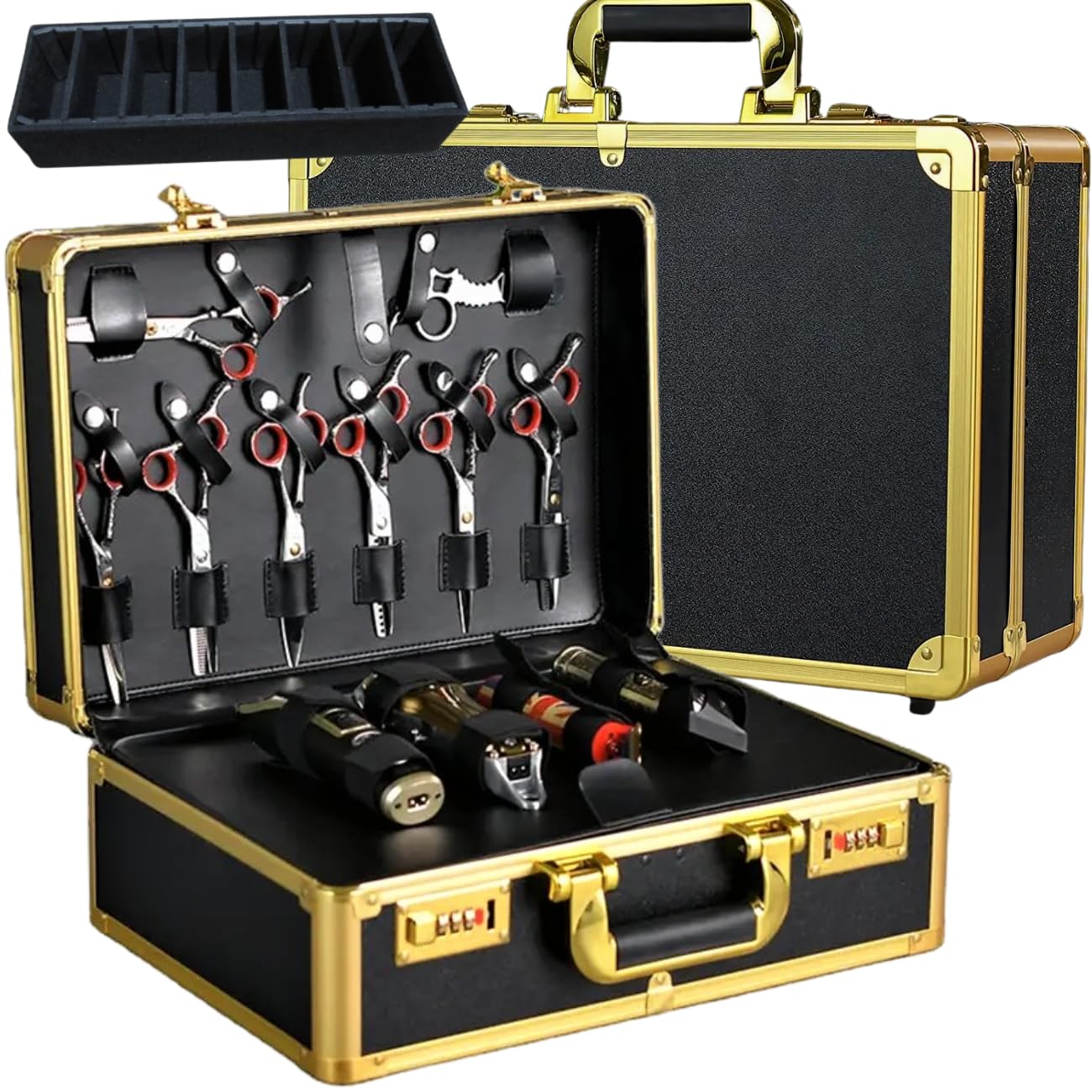 HAPPYPOSH Barber Carrying Case, Barber Briefcase for clippers and