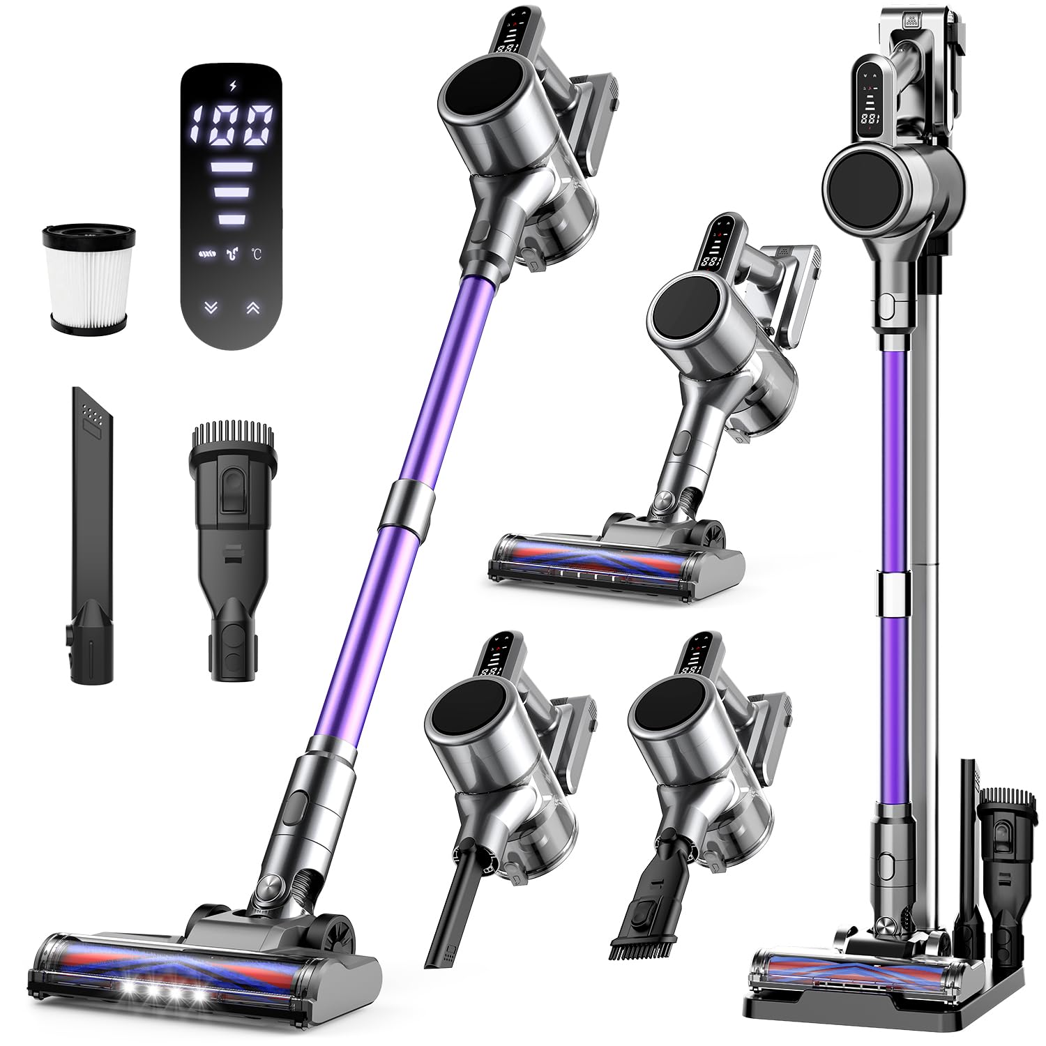 Amazon | 掃除機 コードレス【11月新登場！革新版4つの緑LEDライト付き