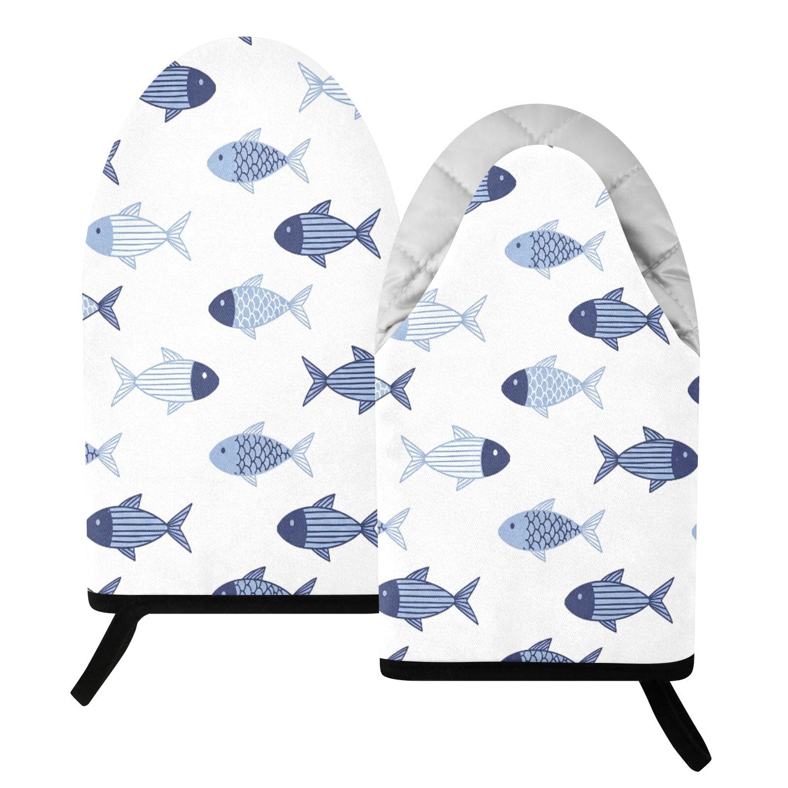 BURSTDDY Cartoon Fish Oven Mitt,Heat Resistant Kitchen Mitts for Cooking
