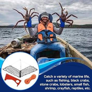 Foldable Crab Trap Castable Crabjaw with Crab Gauge and Bait Clip for Saltwater or Freshwater