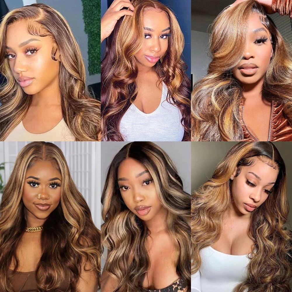 P2730 Body Wave Bundles Honey Blonde Human Hair Bundles 22 24 26 Inch Ombre Honey Brown Bundle Unprocessed Brazilian Remy Hair Extensions Healthy And Soft 3 Bundle Hair Weave