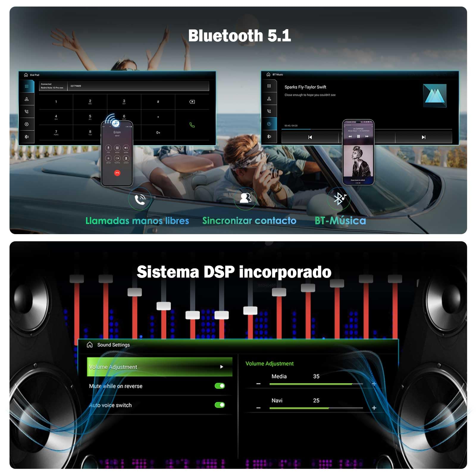 12,3" Android 16 128GB Radio Coche Android Auto & Carplay Audi Q5 2009-2016 | Bluetooth Pantalla Qualcomm 8 Core DSP Bluetooth 5.1 A2DP WiFi Canbus MMI 2G Radio