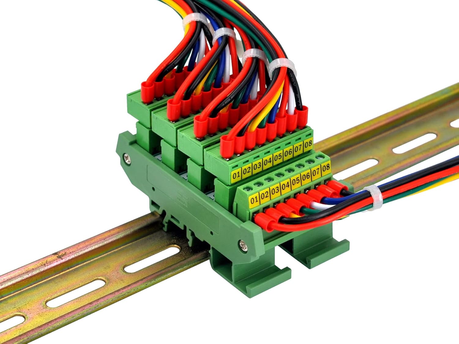 Slim DIN Rail Mount 10A/300V Pluggable Screw Terminal Block Distribution Module (5x8 Position)