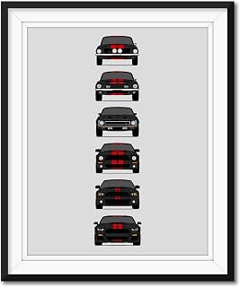 Shelby Mustang GT500 Inspired Car Poster - Handmade Print of Ford Shelby GT500 - Black with Red Stripes, 16x20" Satin Print (Unframed)-Perfect Gift Car Enthusiast