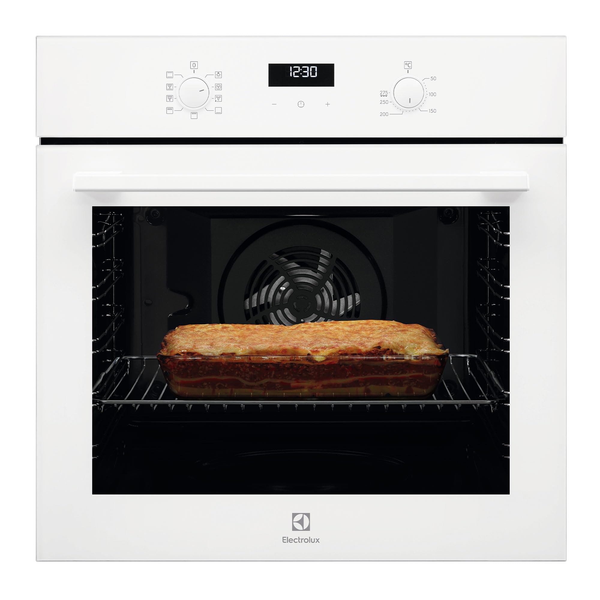 Electrolux OEF5H50V Forno Elettrico Multifunzione, Funzione Grill, Serie 600, 9 Funzioni, Cottura multilivello, Pulizia AquaClean, Ventilatore XXL, 72 L di Capacità, Bianco, Classe A