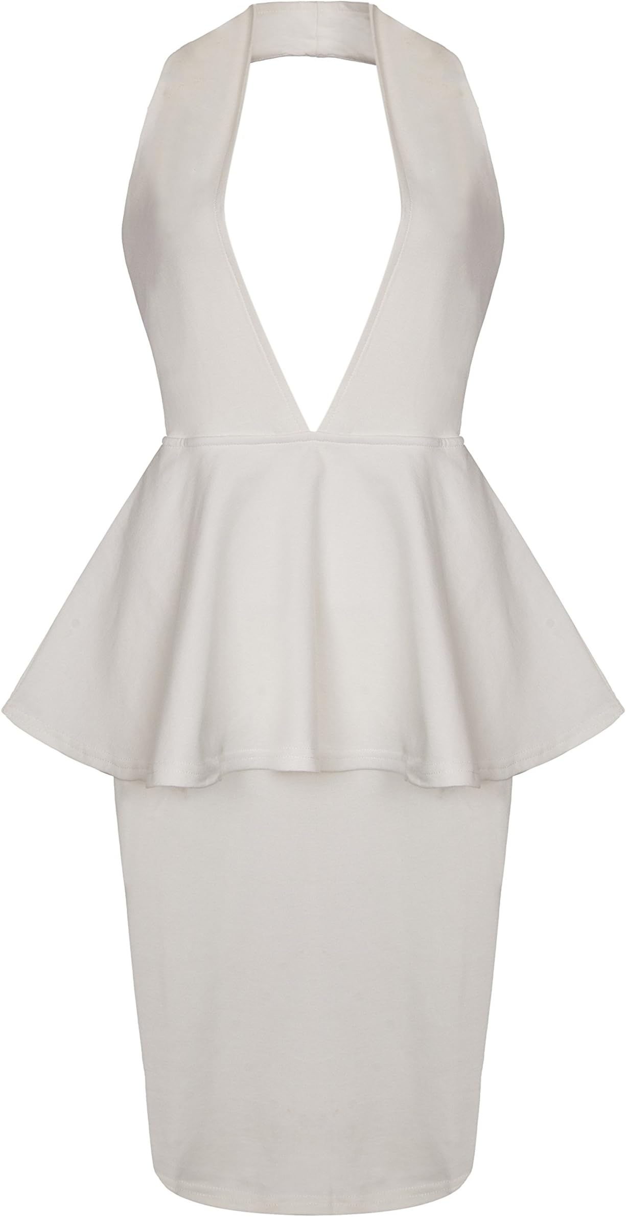 CHRIS DEMI Women's Halter Deep V Neck Flouncing Dress