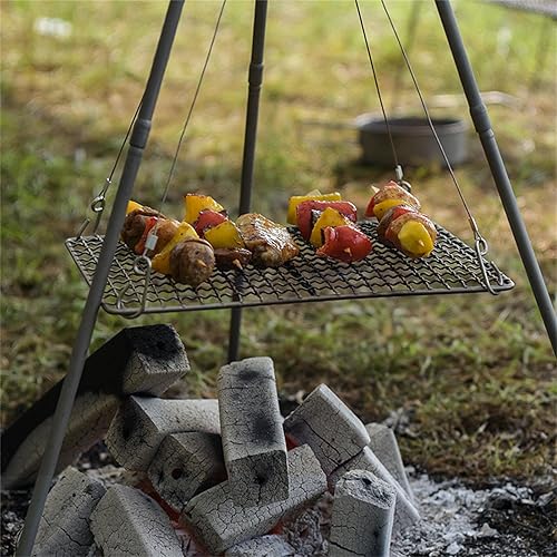 Miniatura 6 de Boundless Voyage Juegos de herramientas ultraligeras para barbacoa, placa de parrilla de titanio de carbón y alambre colgante de acero inoxidable