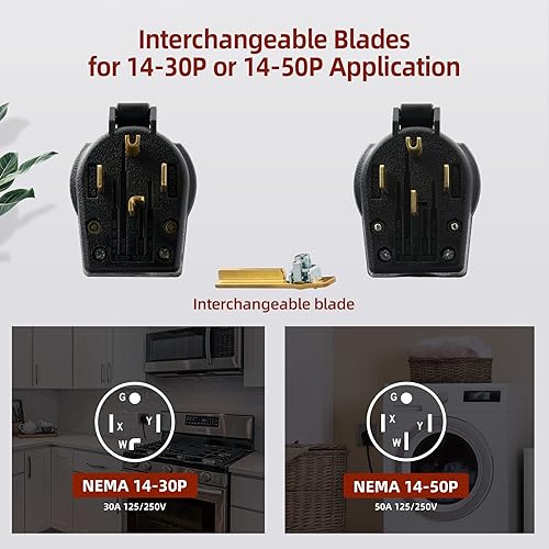 Miniatura 26 de AIDA NEMA 14-50R 50 Amp 125/250 Voltios 3 polos, 4 cables conectados a tierra Rango de toma de corriente para secadoras, RV, rangos, soldadores