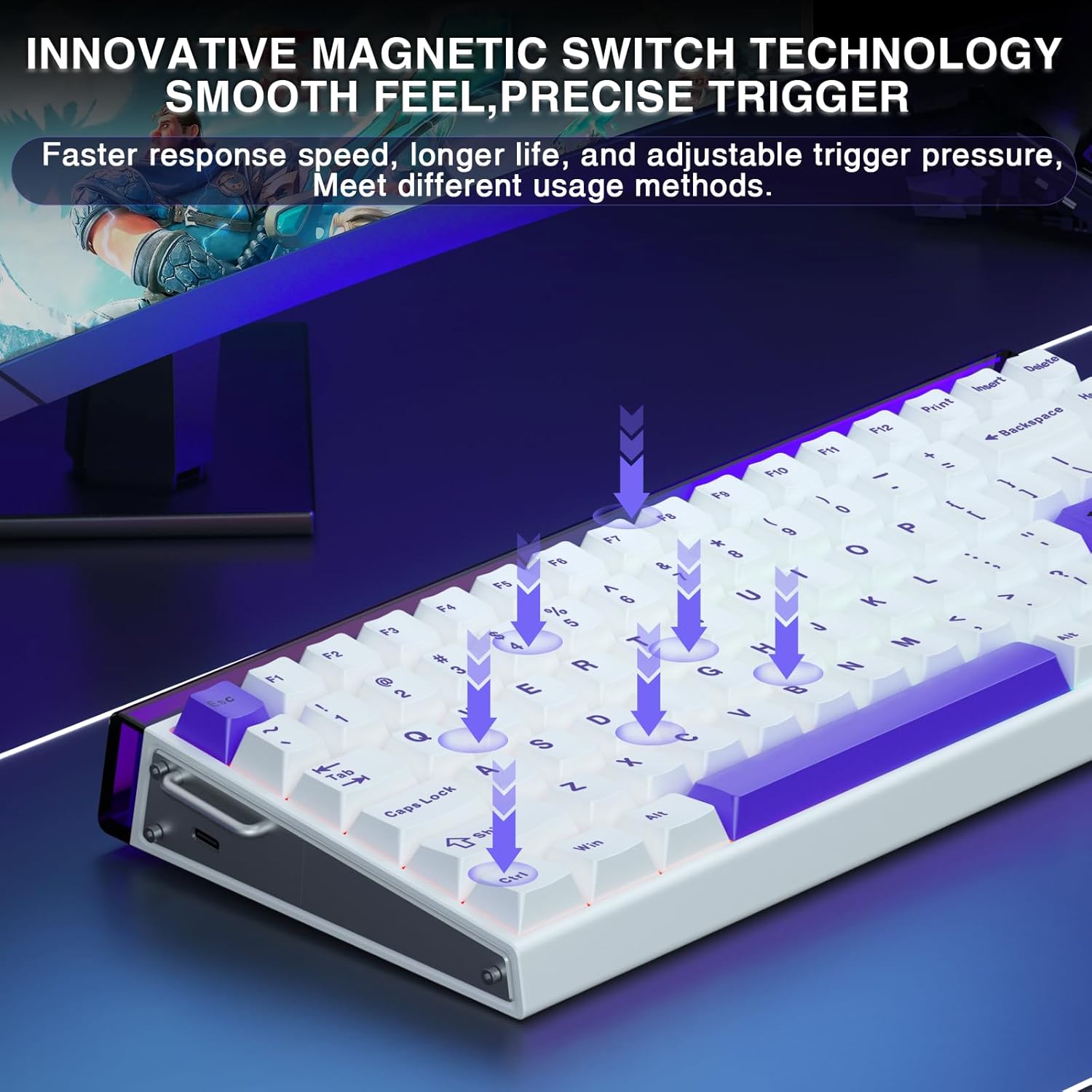 Aula Hero 84 HE - 75% Mechanical Gaming Keyboard Wired, Magnetic Switches Hot Swappable Hall Effect Keyboard, Rapid Trigger Mode 8000Hz Polling Rate, RGB Neon Light Box, Gamers Keyboards for PC/Mac