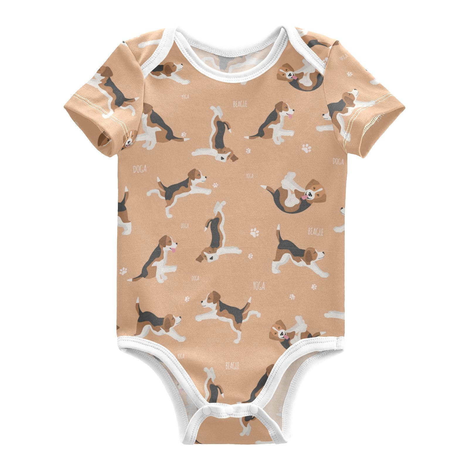 Wusikd Beagle Unisex Baby Bodysuit Cotton Yoga Dogs Poses Baby Short Sleeve Clothes 3 Months for Boys Girls