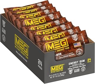 MEG (Military Energy Gum) - Cinnamon | Enhance Your Physical Performance with 100mg of Caffeine Per Piece, Ultimate Energy Boost for Workouts, Alternative to Energy Drinks | Pack of 24